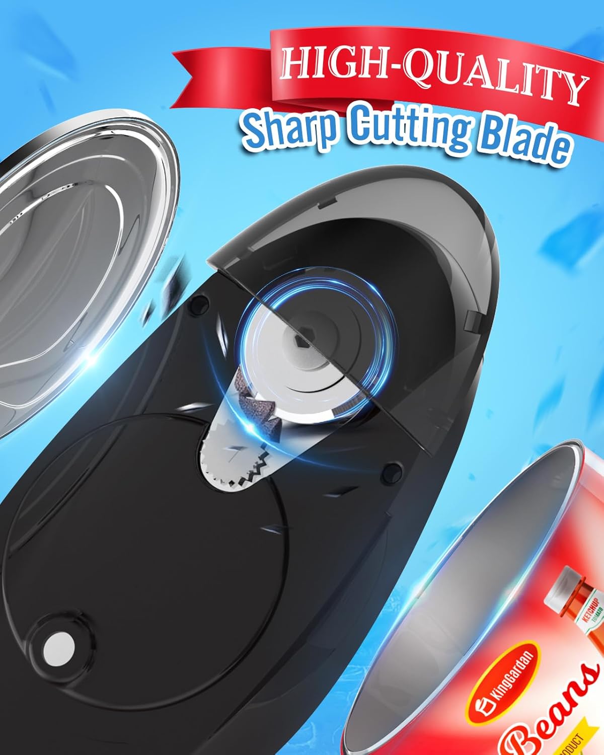 Effortless One-Touch Electric Can Opener, Safety Automatic Can Opener with Smooth Edge Fits All Cans Sizes, Battery operated Can Opener for Seniors with Weak Hands,Arthritis (black)