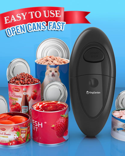 Effortless One-Touch Electric Can Opener, Safety Automatic Can Opener with Smooth Edge Fits All Cans Sizes, Battery operated Can Opener for Seniors with Weak Hands,Arthritis (black)